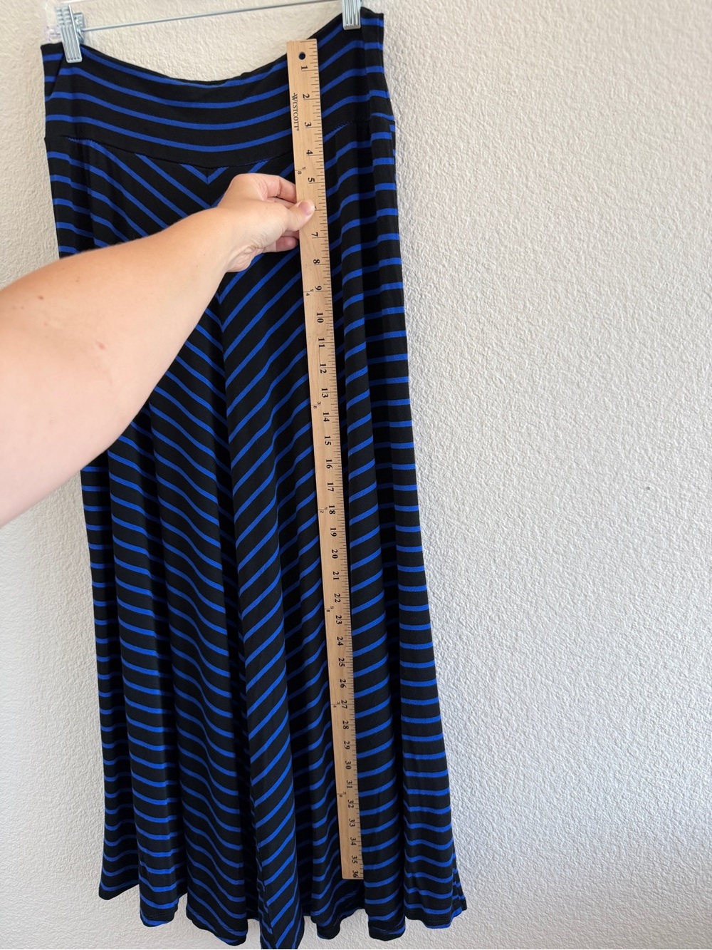 AB Studio Black and Blue Diagonal-Stripe Maxi Skirt - Picture 8 of 10